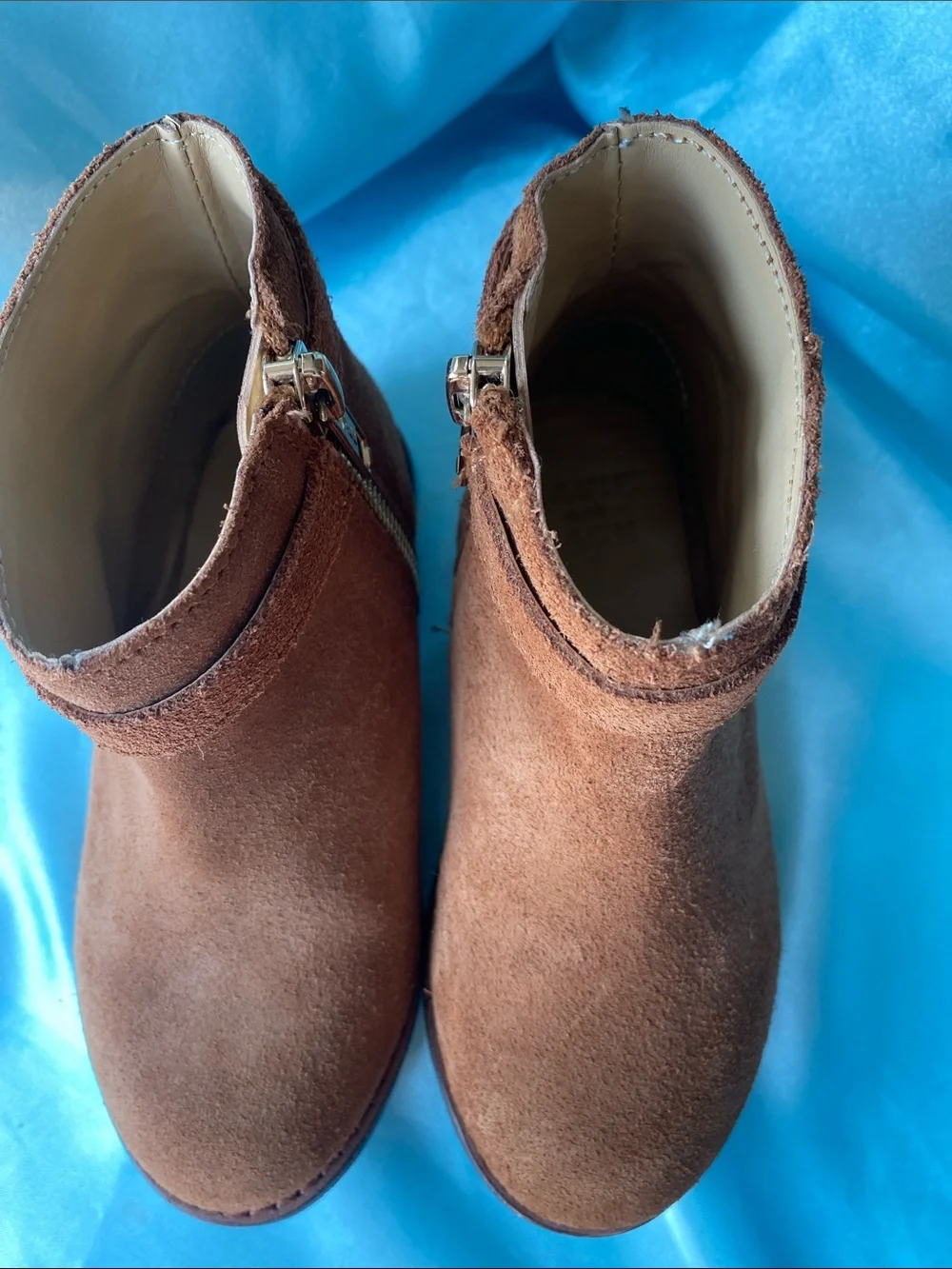 Janie and Jack Brown Suede Ankle Boots with Gold Accent